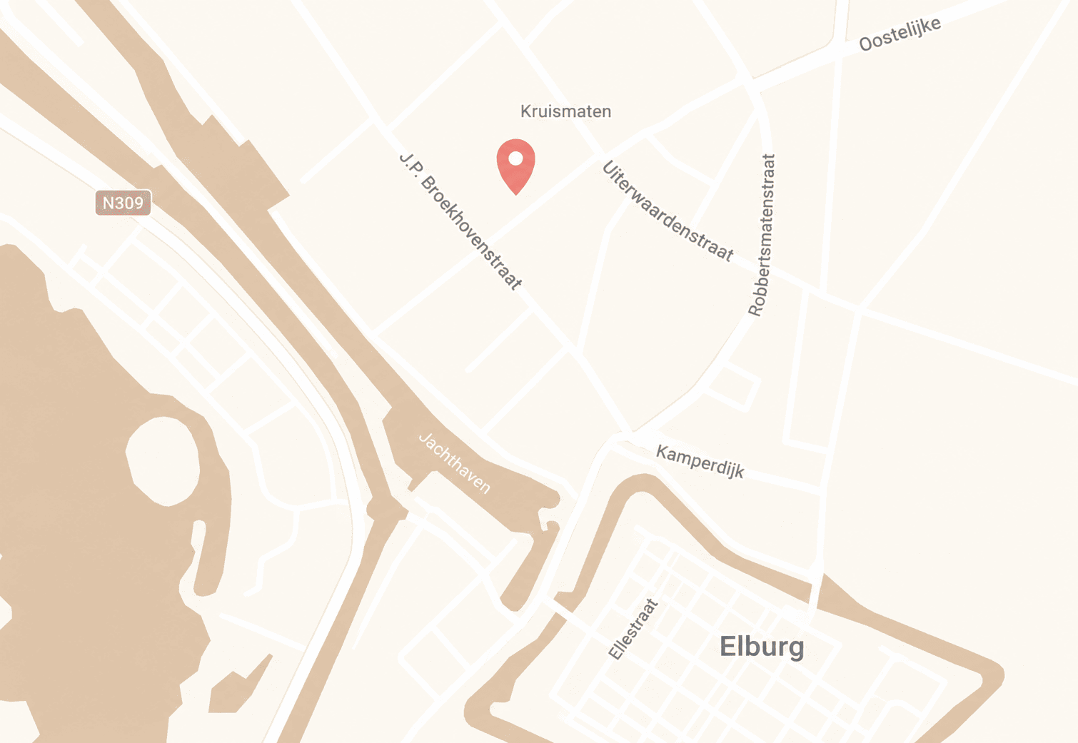 Kaart van onze locatie op bedrijventerrein Kruismaten in Elburg